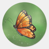 Sticker Rond Papillon de caricature orange monarque (Devant)