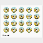 Sticker Rond Papillon de chien carlin (Feuille)