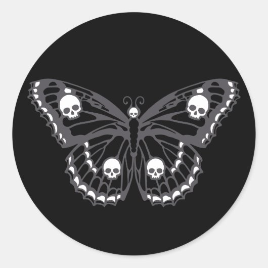 Sticker Rond Papillon de crâne (Devant)