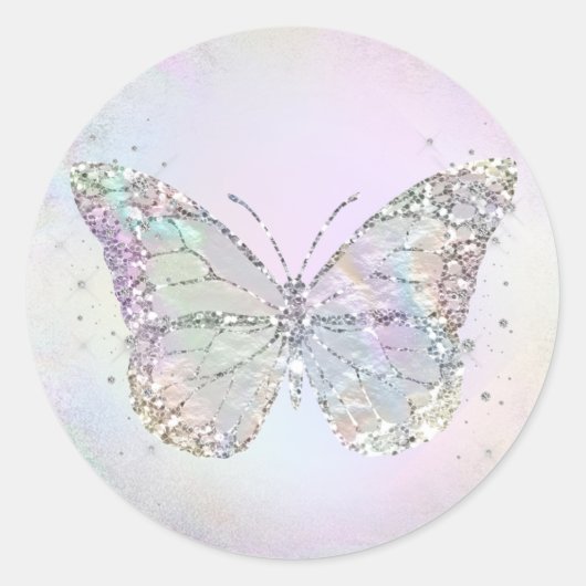 Sticker Rond papillon de feuille iridescente simulé (Devant)