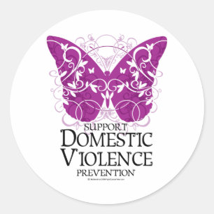 Sticker Rond Papillon de la violence domestique