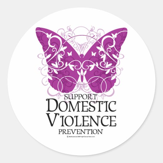Sticker Rond Papillon de la violence domestique (Devant)