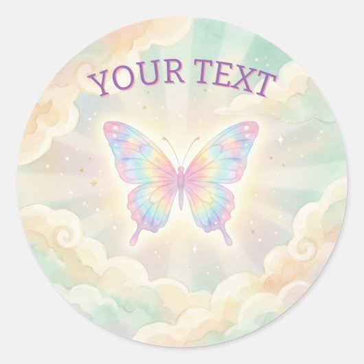 Sticker Rond Papillon de lumière commémoratif (Devant)
