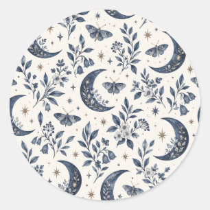 Sticker Rond Papillon de Lune Céleste Fleur Sauvage