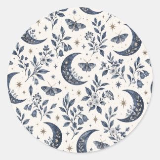 Sticker Rond Papillon de Lune Céleste Fleur Sauvage