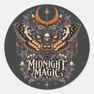 Sticker Rond Papillon de mort de magie de minuit