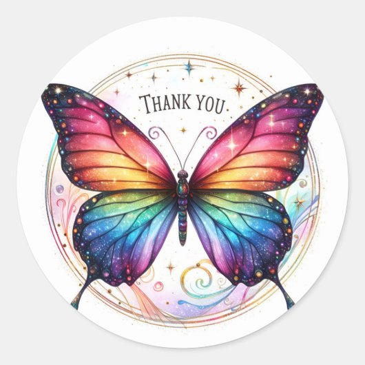 Sticker Rond Papillon de Parties scintillant arc-en-ciel - Merc (Devant)