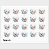 Sticker Rond Papillon de prairie romantique merci (Feuille)