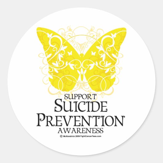 Sticker Rond Papillon de prévention du suicide (Devant)