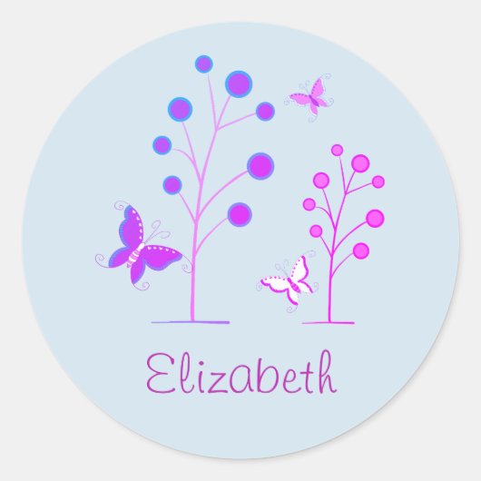 Sticker Rond Papillon de printemps (Devant)