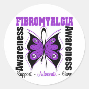 Sticker Rond Papillon de sensibilisation à la fibromyalgie