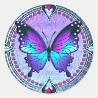 Sticker Rond Papillon de sublimation avec Arrière - plan