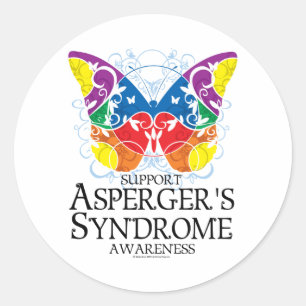 Sticker Rond Papillon de syndrome d'Asperger