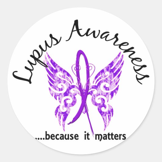 Sticker Rond Papillon de tatouage Grunge 6.1 Lupus (Devant)
