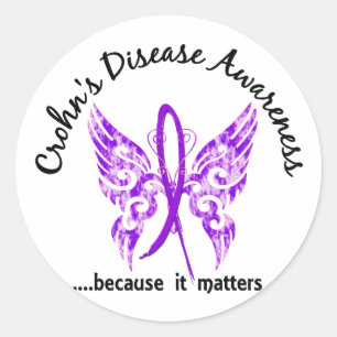 Sticker Rond Papillon de tatouage Grunge 6.1 Maladie de Crohn