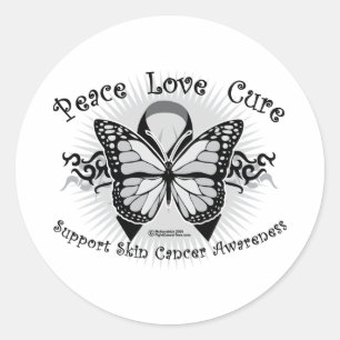 Sticker Rond Papillon de tribal de cancer de la peau