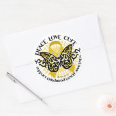 Sticker Rond Papillon de tribal de Cancer d'enfance (Enveloppe)