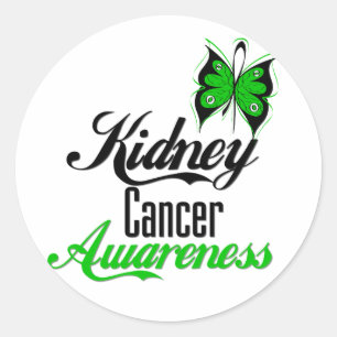 Sticker Rond Papillon de vert de conscience de Cancer de rein