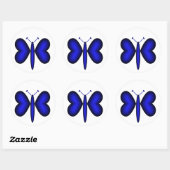 Sticker Rond Papillon des Coeurs de Néon Bleu (Feuille)