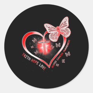Sticker Rond Papillon d'espoir de foi et d'amour pour le cancer