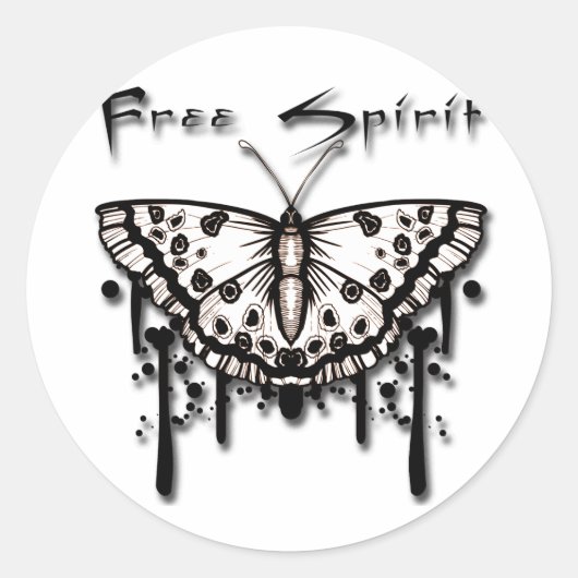 Sticker Rond Papillon d'esprit libre (Devant)