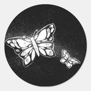 Sticker Rond papillon dessiné à la main