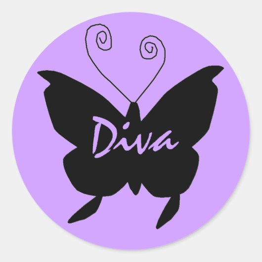 Sticker Rond Papillon Diva (Devant)