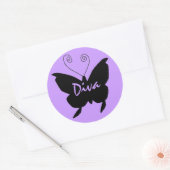 Sticker Rond Papillon Diva (Enveloppe)