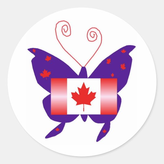 Sticker Rond Papillon Diva canadien (Devant)