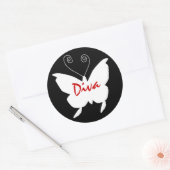 Sticker Rond Papillon Diva I (Enveloppe)