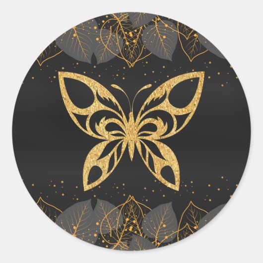 Sticker Rond Papillon d'or (Devant)