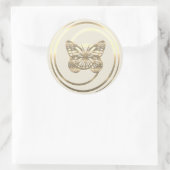 Sticker Rond Papillon doré brillant joli (Sac)