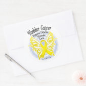 Sticker Rond Papillon du cancer de la vessie 3 (Enveloppe)