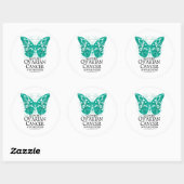 Sticker Rond Papillon du cancer de l'ovaire (Feuille)