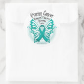 Sticker Rond Papillon du cancer de l'ovaire 3 (Sac)