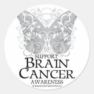 Sticker Rond Papillon du cancer du cerveau