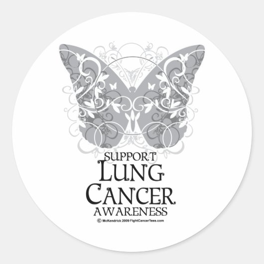 Sticker Rond Papillon du cancer du poumon (Devant)
