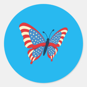 Sticker Rond Papillon du drapeau américain Usa patriotique 4 ju