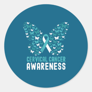 Sticker Rond Papillon du Mois de la sensibilisation au cancer d