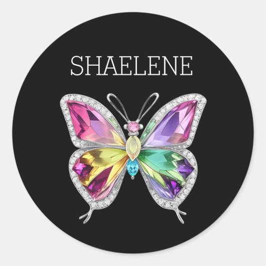 Sticker Rond Papillon en cristal arc-en-ciel bijoux (Devant)
