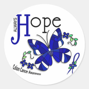 Sticker Rond Papillon en verre collé Cancer du côlon