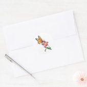 Sticker Rond Papillon et fleurs (Enveloppe)