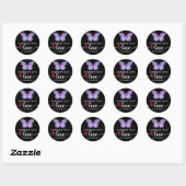 Sticker Rond Papillon fait main avec amour noir (Feuille)