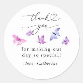 Sticker Rond Papillon Fantaisie Faveur de Mariage  (Devant)