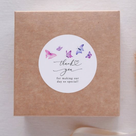 Sticker Rond Papillon Fantaisie Faveur de Mariage 