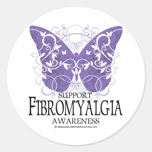 Sticker Rond Papillon Fibromyalgie (Devant)