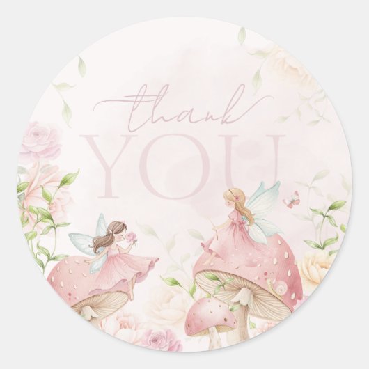 Sticker Rond Papillon Fleur de Fée Merci (Devant)
