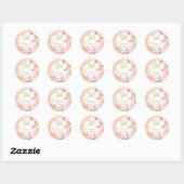 Sticker Rond Papillon & Fleurs Parties scintillant rose Baby sh (Feuille)
