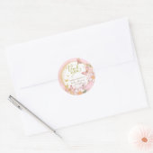 Sticker Rond Papillon & Fleurs Parties scintillant rose Baby sh (Enveloppe)