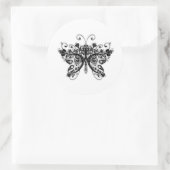 Sticker Rond Papillon floral - Noir & Blanc (Sac)